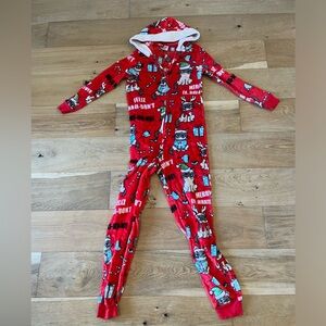 Women Grumpy Cat Feliz Navi-Don’t red hooded one piece pajamas size small (4-6)